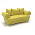 Yellow Upholstered Two Seater Sofa With Comfortable Armrests And Soft Cushions 3d model