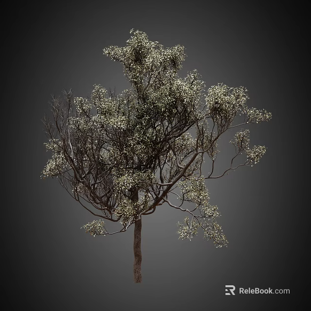 Tall Arbor With Lush Variegated Green White Foliage And Dense Branches 3d model 