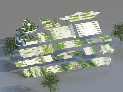 Modern Staircase Design With Green Plant Decor And Architectural Elements 3d model