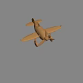 Vintage Airplane Model In Light Brown With Propeller On Dark Red Background