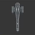 Metallic Spaceship Model with Streamlined Structure and Intricate Mechanical Details on Dark Background 3d model