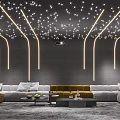 Modern Home Theater With Starry Ceiling Linear Lights And Sofas 3d model