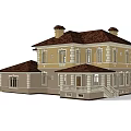 Elegant Detached House Exterior Design With Tiled Roof Yellow Facade And Front Porch
