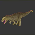 Realistic 3D Carnivorous Dinosaur With Head Crest Open Mouth And Brown Skin On Grey Background