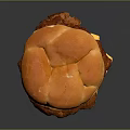 Appetizing Hamburger With Soft Golden Bun Juicy Purple Patty And Melted Cheese