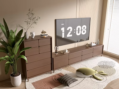 Modern Wood Grain TV Cabinet Simple Side Cabinet Bucket Cabinet Low Cabinet Whole Cabinet Sideboard Cabinet Balcony Cabinet Storage Cabinet Home Entrance Cabinet 3d model