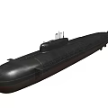 Black Military Submarine Warship With Long Hull And Conning Tower Structure