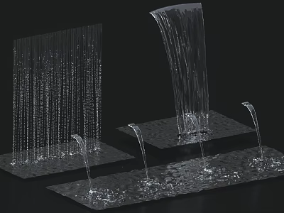 Outdoor Garden Ornaments Featuring Water Curtain Fountain with Flowing Water and Splashing Effects 3d model