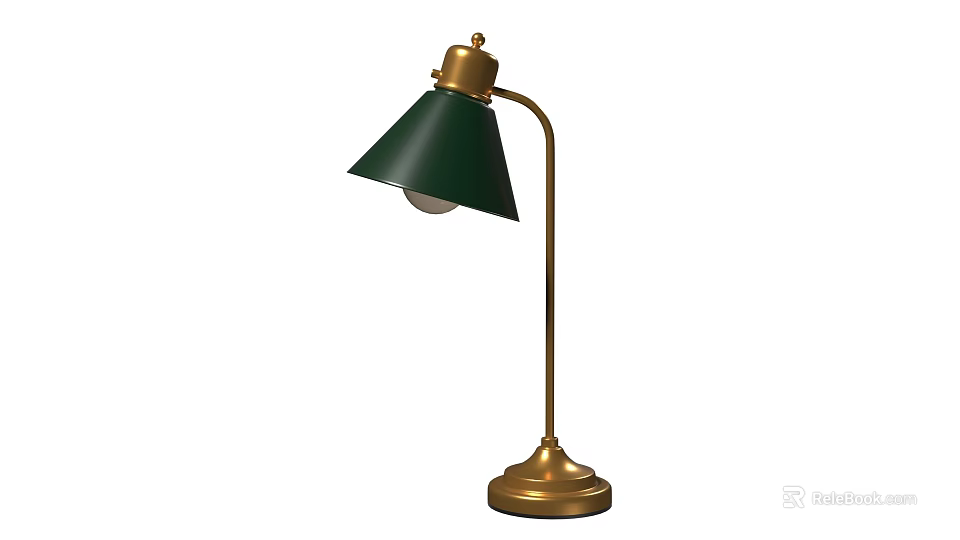 Modern Desk Lamp With Green Shade Gold Base And Adjustable Arm 3d model 