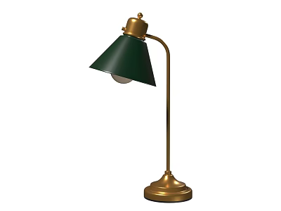 Modern Desk Lamp With Green Shade Gold Base And Adjustable Arm 3d model