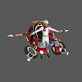 White Armored Rider With Helmet Riding Red Creature Vehicle Holding Weapon