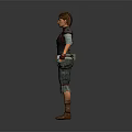Steampunk Themed Female Character With Mechanical Arm And Leather Outfit