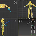 Armored Game Character With Dual Weapons Silver Black Armor And Colorful Soles