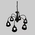 Wrought Iron Chandelier with Multiple Black Lamp Holders and Vintage Design