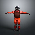 Orange Full Body Spacesuit With Brown Vest Helmet Gloves And Boots