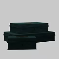 Velvet Teal Decorative Box Set With Golden Circular Accents And Small Locks
