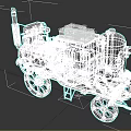 Steampunk Vintage Carriage with Large Wheels Metal Structure and Steam Engine Parts
