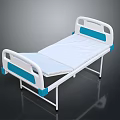 White And Blue Medical Bed Furniture With Comfortable Mattress And Metal Frame
