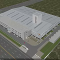 Large Scale Industrial Factory Exterior With White Facade And Spacious Parking Area