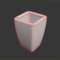 Minimalist White Ceramic Square Sculpture Carving Planter With Textured Surface And Smooth Edge