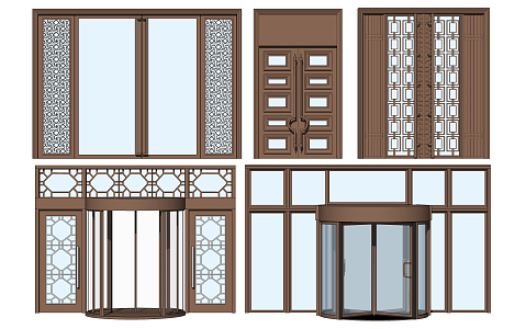 New Chinese Gate Hotel Gate Revolving Door Entry Door 3d model