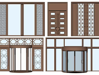 New Chinese Gate Hotel Gate Revolving Door Entry Door 3d model