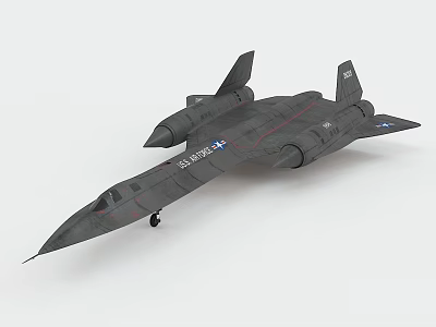 Intelligent Gray Military Aircraft With USAF Insignia Sharp Nose And Twin Engines 3d model