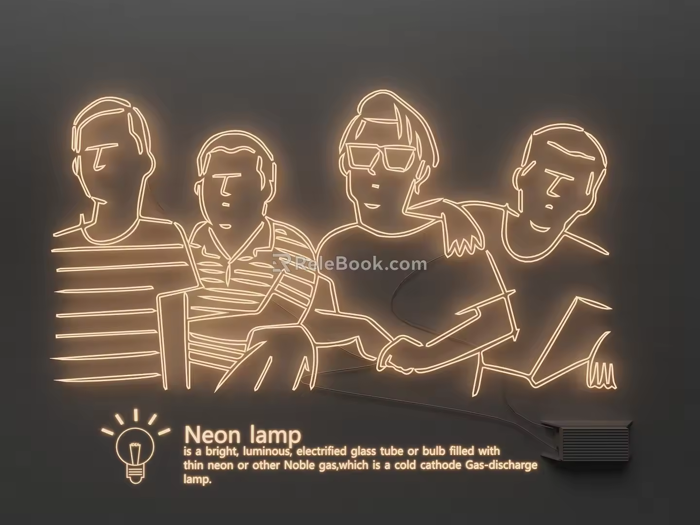 Neon glow word LED lamp 3d model