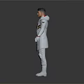 Man Wearing White Coat With Red Accents And Modern Stylish Design Details