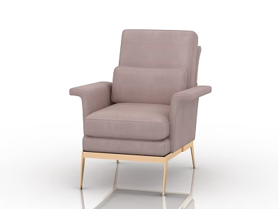 Light Gray Fabric Accent Chair With Armrests Layered Backrest And Gold Metal Legs Modern Style 3d model