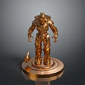 Game Movie Character Golden Robot Standing On Circular Base With Small Golden Object