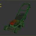 Red Engine Push Type Lawn Mower With Black Handle And Wheels