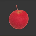 Fresh Ripe Red Apple with Stem and Shiny Surface on Dark Background and Reflection