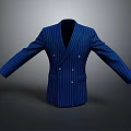 Elegant Blue Striped Double Breasted Formal Business Suit With Classic Design