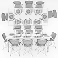 Modern Dining Table Set With Black And White Striped Chairs And Table Setting