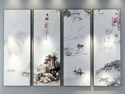 New Chinese Landscape Painting Decorative Painting 3d model