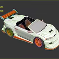 Silver Sporty Convertible Car With Red Rear Spoiler Red Wheels And Angular Design