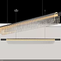 Modern Long Linear Chandelier With Crystal Pendants Illuminated Hanging From Ceiling 3d model