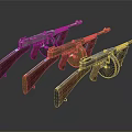 Classic Revolvers With Silver Gold And Red Grip Designs On