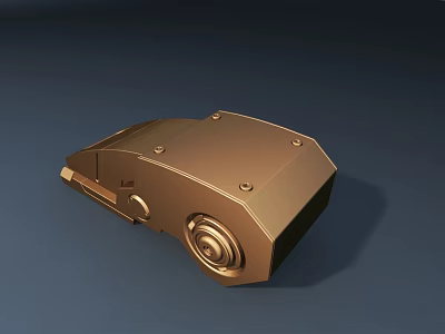 Golden Car Model With Simple Design And 3D Rendered Wheel Details 3d model