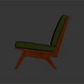 Green Striped Fabric Single Seater Sofa With Wooden Legs Modern Design