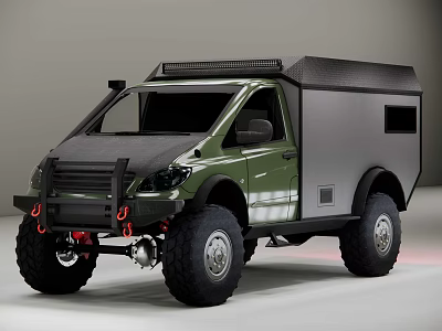 Military Green Off Road Car With Roof Rack And Large Tires For Adventure Camping Trips 3d model