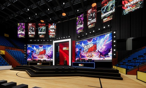 NBA2KONLINE e-sports into the campus activities 3d model