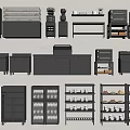 Commercial Kitchen Interior With Storage Shelves Cabinets Dishes Utensils And Refrigerators