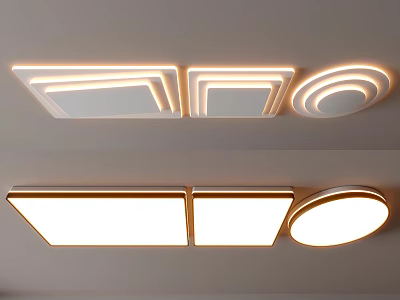 Modern Ceiling Lights With Square And Round Shapes For Indoor Illumination 3d model