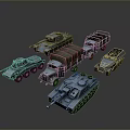 Vintage Military Tanks And Armored Vehicles Collection With Blue Armored Vehicle Models