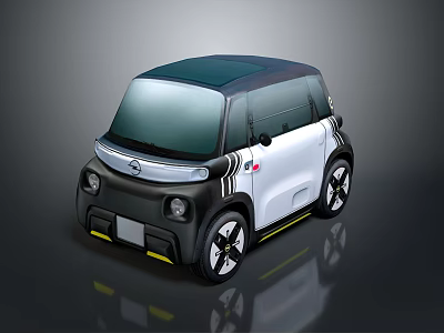 Nissan Compact Modern City Car With Two Tone Black White Design And Stylish Wheels 3d model
