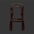Red Curved Wooden Stool With Striped Seat And Smooth Curved Frame Design
