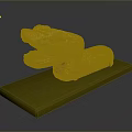 Stone Crocodile Sculpture With Open Mouth And Scaled Texture On Green Base