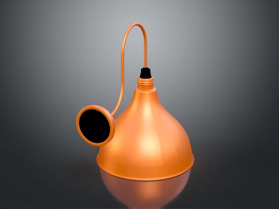 Modern Copper Funnel Shaped Lamp With Curved Metallic Rod And Circular Base 3d model